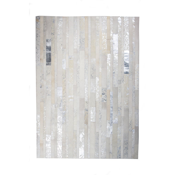 Gracie Oaks Iyaad Handmade Cowhide Silver Metallic Rug Wayfair